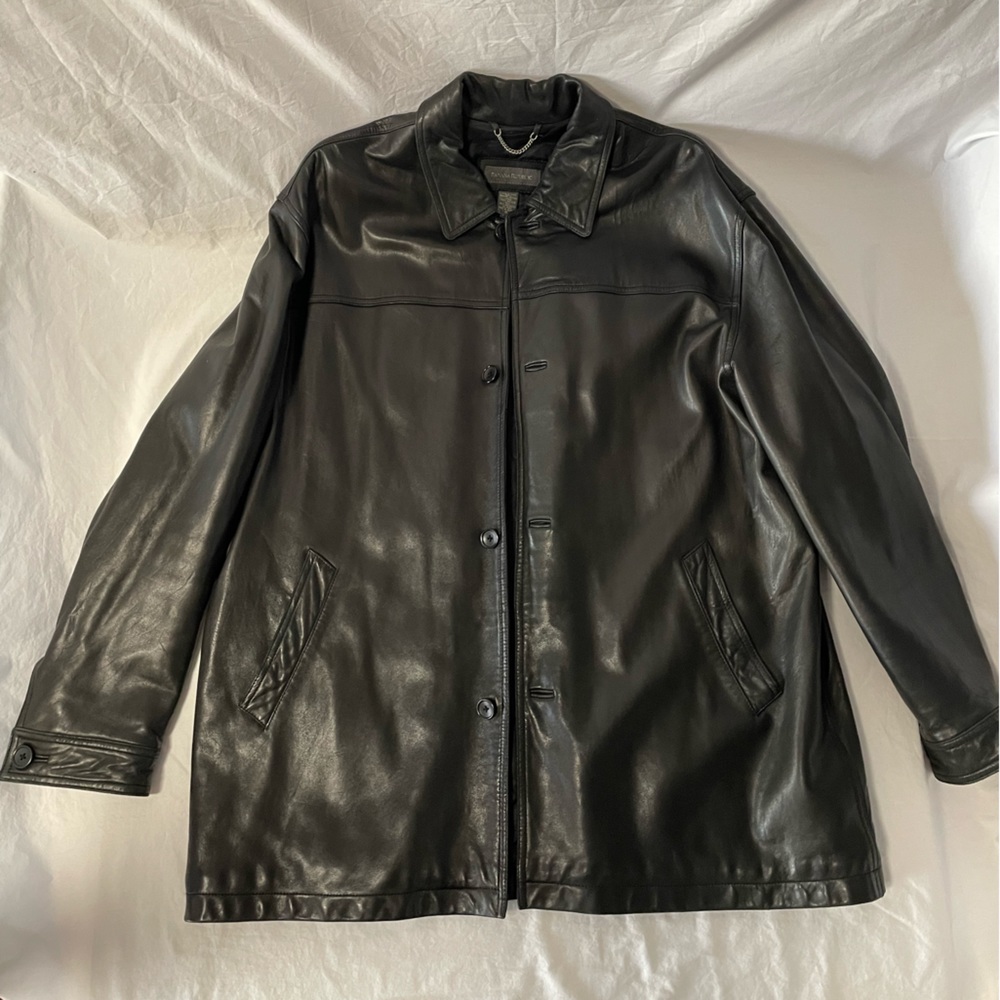 Banana Republic black soft leather 3/4 length jacket | XL